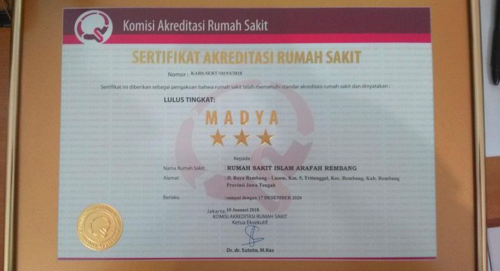 RSI Arafah Rembang Raih Akreditasi Madya
